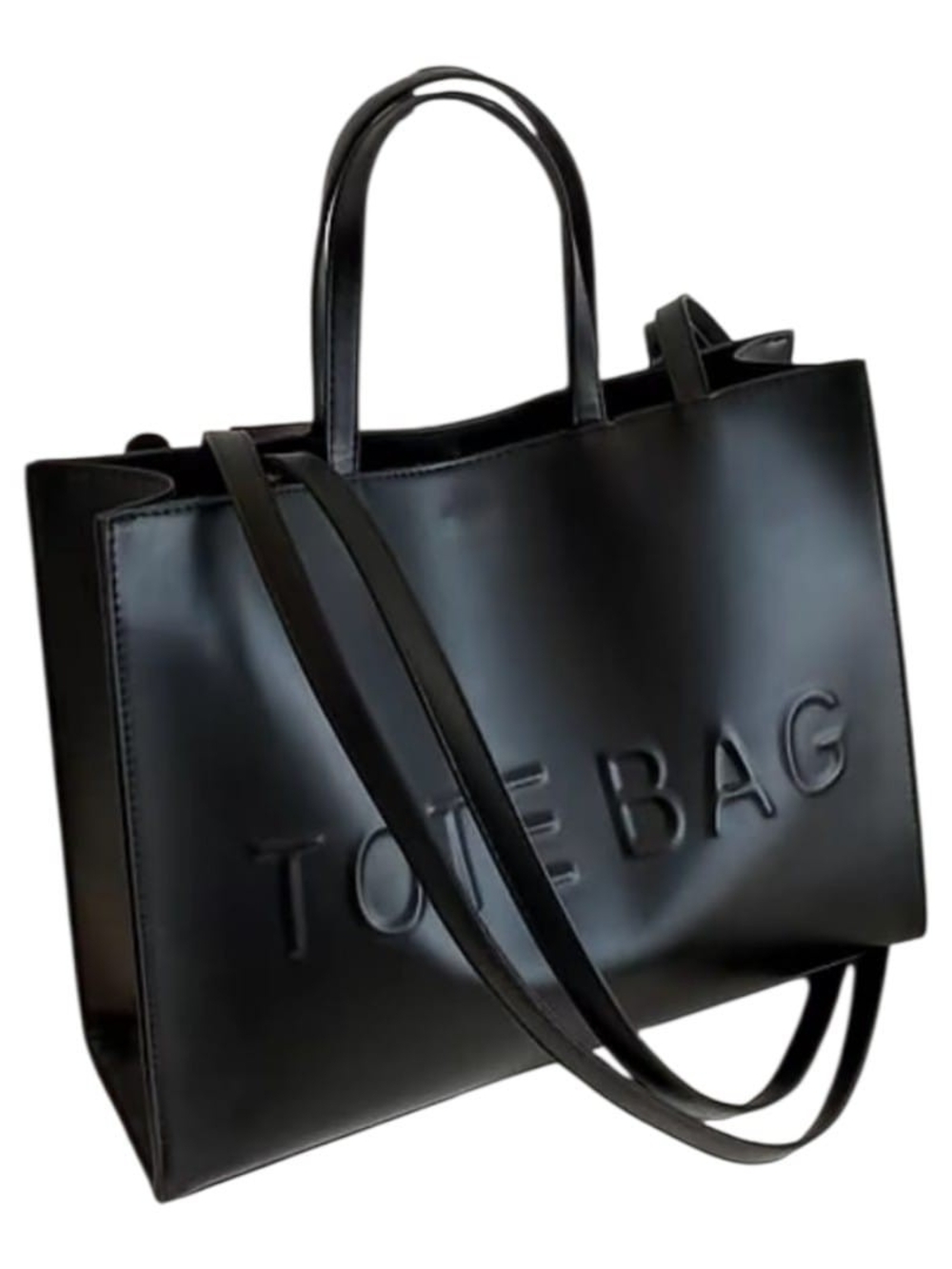 Black Tote Bag "TOTE BAG" Shoulder Tote